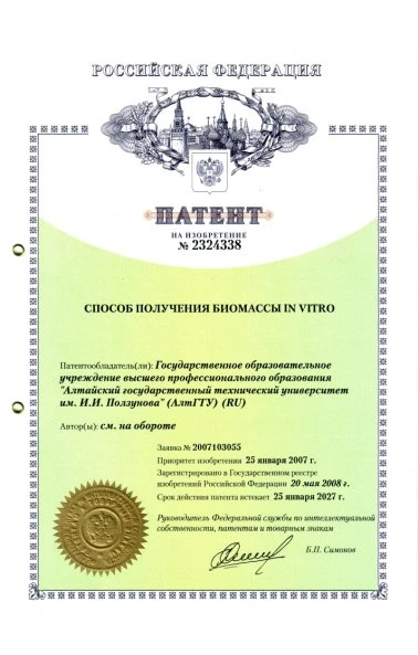 Способ получения биомассы In Vitro (2324338)